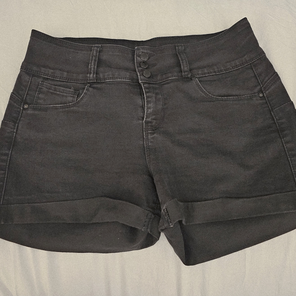 Wax Jean Black High Waist Denim Shorts